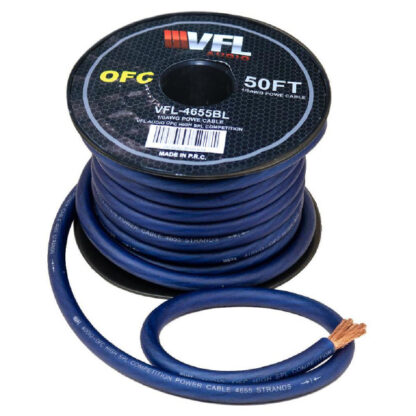 AMERICAN BASS 0 GAUGE 50' PURE COPPER HIGH STRAND COUNT BLUE WIRE (VFL4655BL)