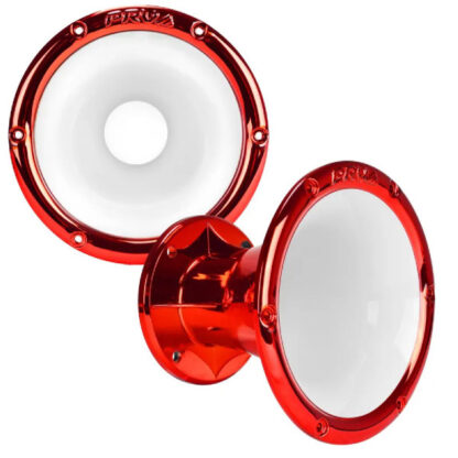 PRV AUDIO - 2" Exit Wave Guide - 45¡ x 45¡ White inside with Red Lip - Chrome Finish (WGP14-50RedWhiteCR)