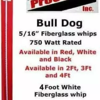 PROCOMM 1000 WATT FIBERGLASS WHIP 4' WHITE (JBC400W)