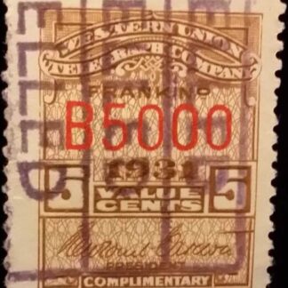 Western Union Telegraph Company 5 Cents Value Stamp