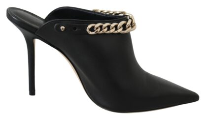 jimmy Choo black gold leather pumps bargain pyramid.com