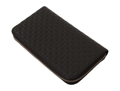 GUCCI Black Leather Zip-Around Wallet