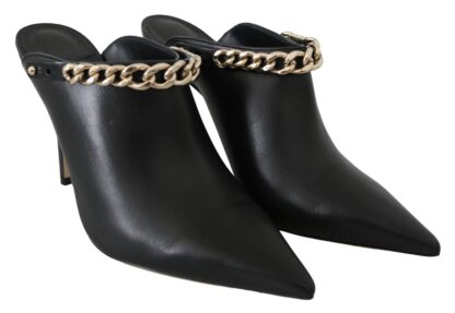 JIMMY CHOO Black Gold Leather Pumps - Image 2