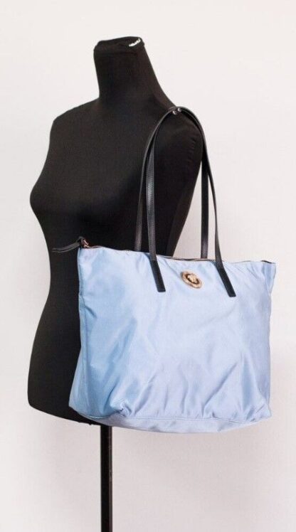VERSACE Cornflower Blue Leather Tote Purse - Image 2