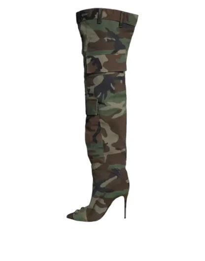 Dolce & Gabbana MULTICOLOR CAMOUFLAGE KNEE HIGH HEELS BOOTS SHOES - Image 3